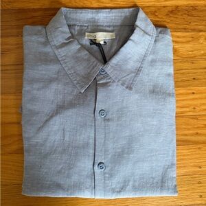 Onia | Men's Air Linen Chambray Blue Long Sleeve Shirt Size L